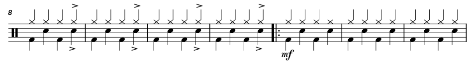 First line of the Thriller (Beginner) drum sheet music by Michael Jackson